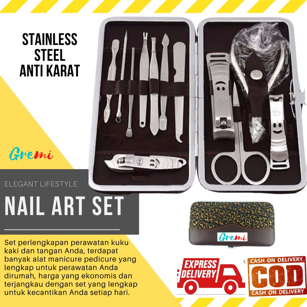 gunting kuku set 12 nail art set tools manicure kit pedicure set perawatan kuku dl32