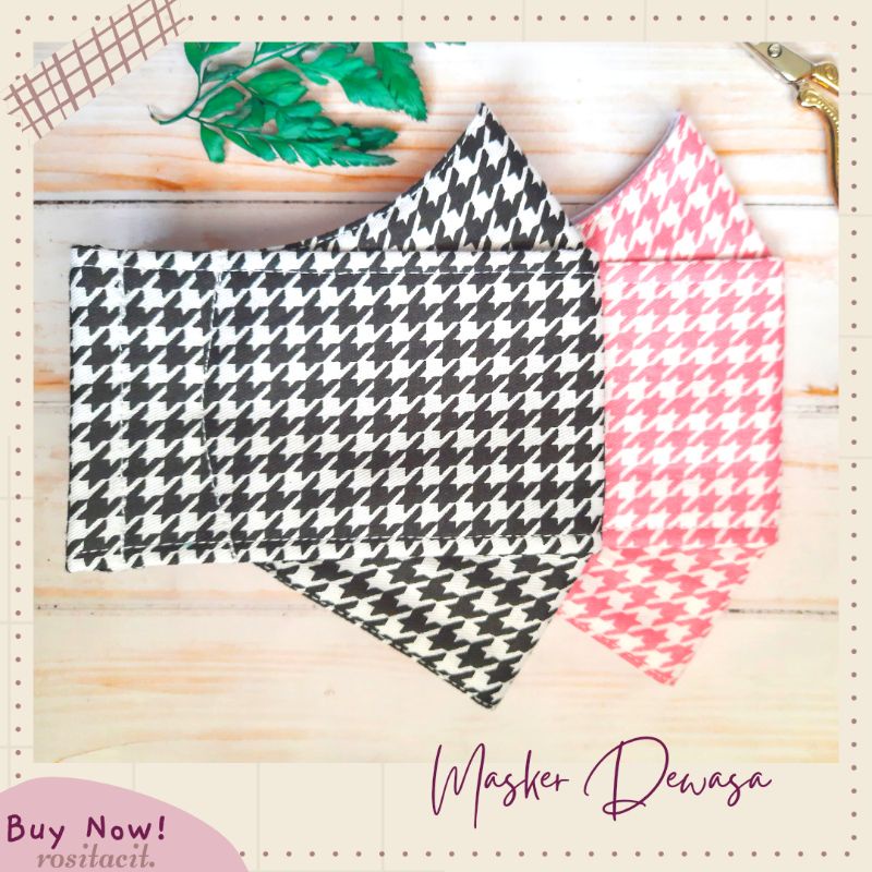 3D Masker kain katun 3ply, Earloop/Headloop (hijab) dewasa