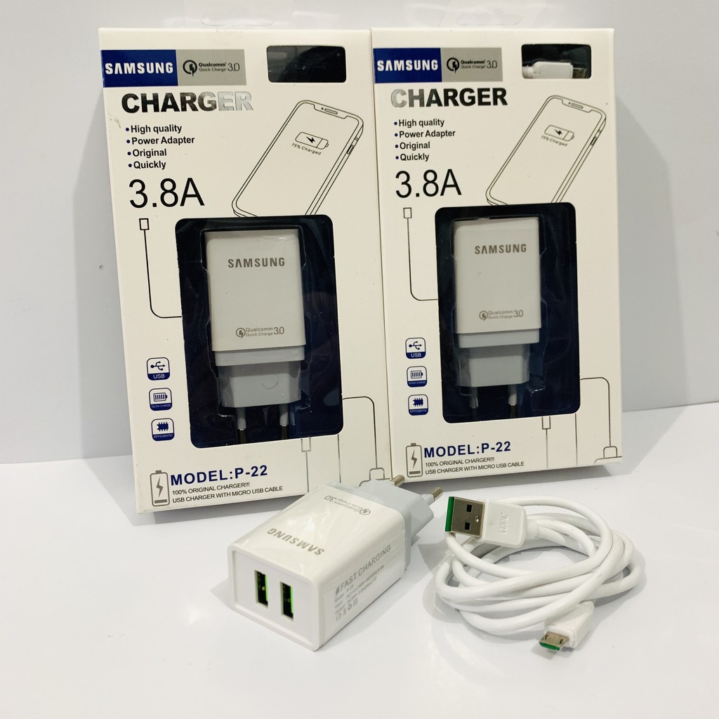 Charger Qualcomm Samsung 3.8A Dual port USB P22 /P-22