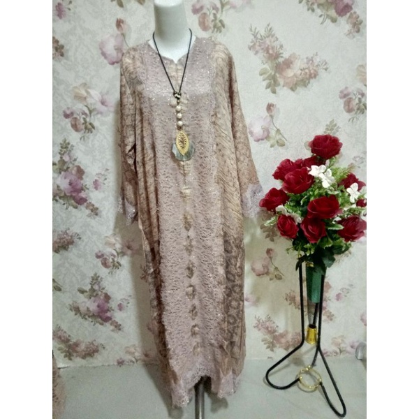kaftan ( gamis ) full lace batik viscose