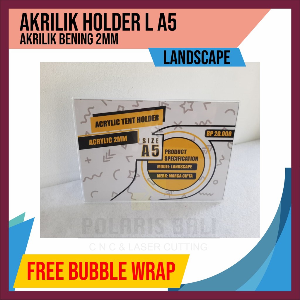 

ACRYLIC L HOLDER/AKRILIK L CARD A5 LANDSCAPE TEMPAT BROSUR MEJA