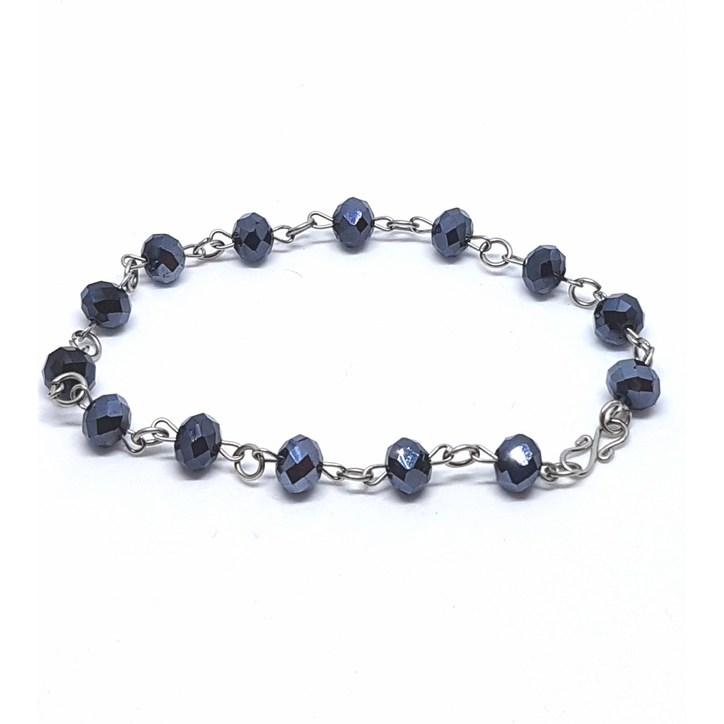 Gelang Crystal Titanium Anti Karat Selamanya PGM (HITAM) GL03