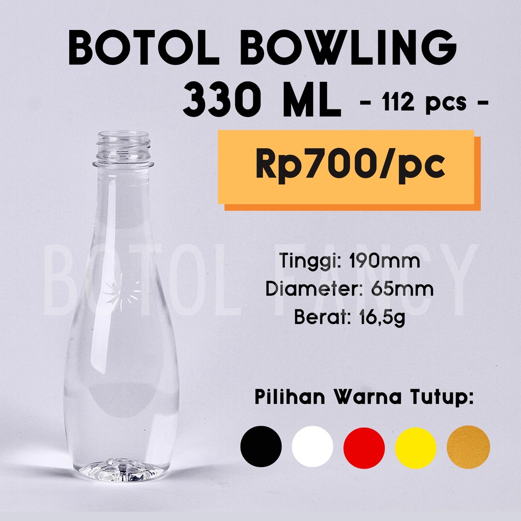 Botol Bowling 330ml / Botol Minuman 330ml / Botol Plastik 330ml / Botol Jus [112 pcs]