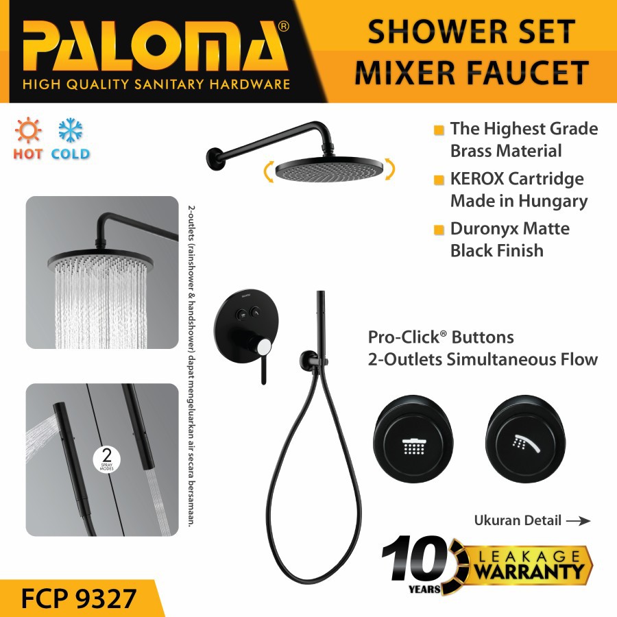 PALOMA FCP 9327 Kran Shower Set Shower Mandi Kran Air Panas Dingin