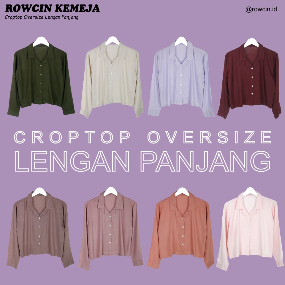 KEMEJA WANITA CROPTOP OVERSIZE POLOS LENGAN PANJANG KATUN RAYON CROP LONG SLEEVE ORGANIK