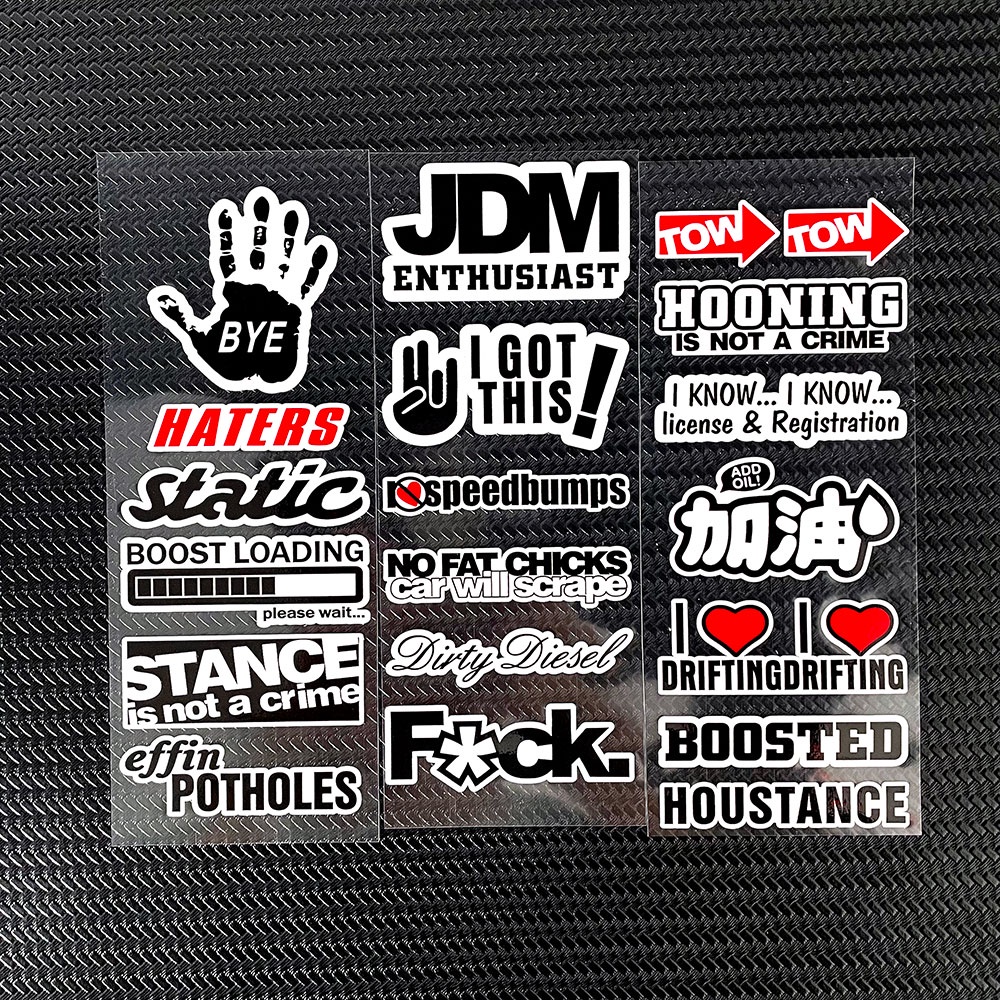 JDM 3M Reflective Car Emblem Logo Sticker Motorcycle Side Waterproof Decal Helmet Decor