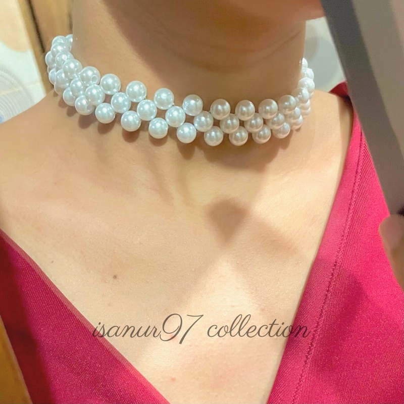 “White Pearl Choker” | Choker Fashion Korean Style pearl Necklace Choker Mutiara