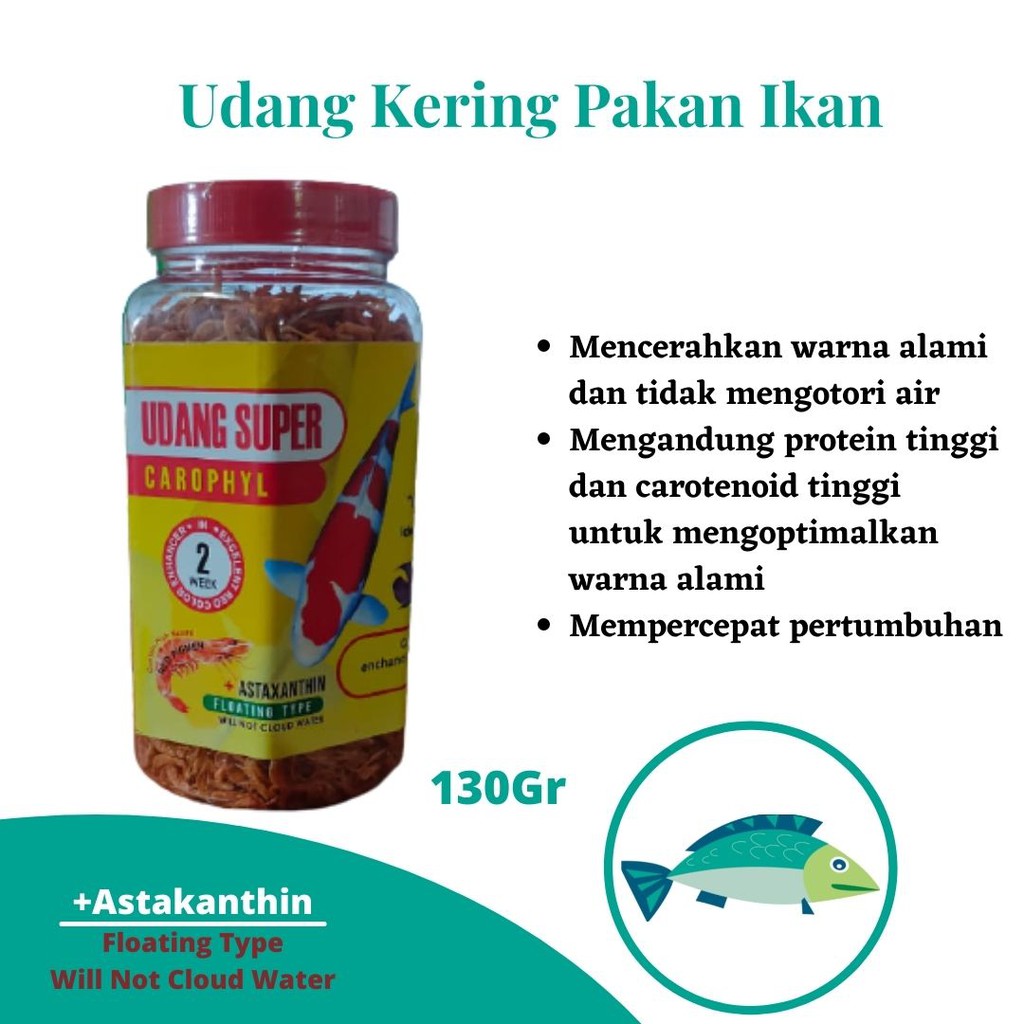 Udang Kering 130Gr Pakan Ikan Channa Maru Yellow Sentarum Auranti Limbata Pulchra Oscar Tiger Batik 