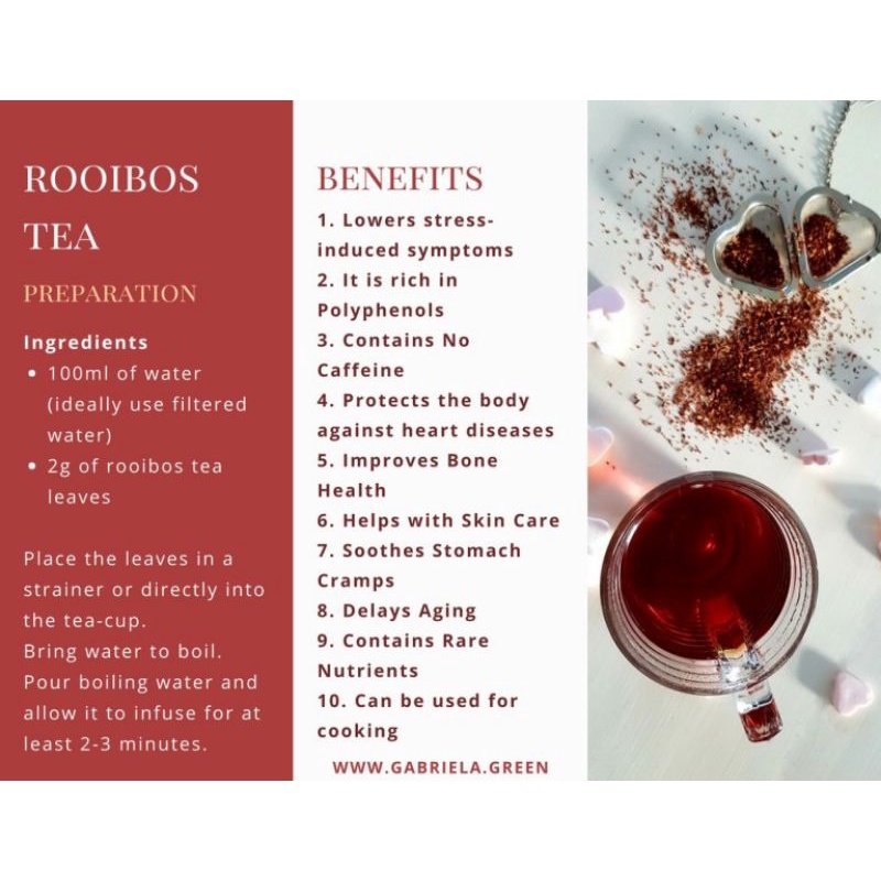 Red Rooibos Ginger Lemon Herbal Tea - 30 Tea Bag