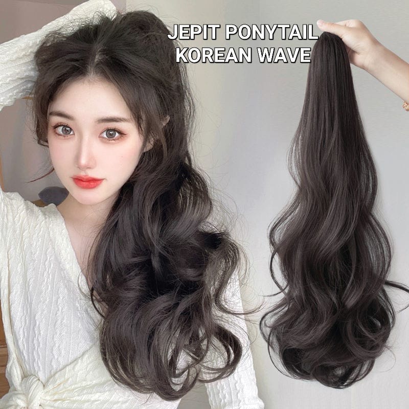 JEPIT RAMBUT PONYTAIL WAVE KOREA IMPORT AKSESORIS FASHION WIG HAIR EXTENSION RAMBUT PALSU