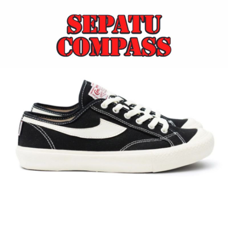 Jual Sepatu Compass Gazelle Low Black White Bw [original] Shopee Indonesia