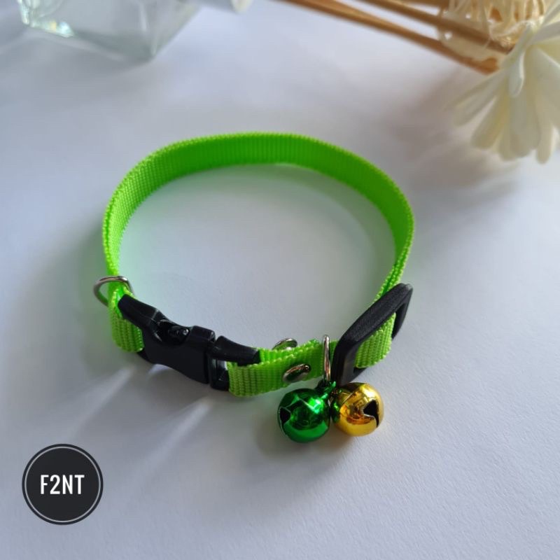 Kalung kucing polos 2 lonceng 10ml bahan tebal