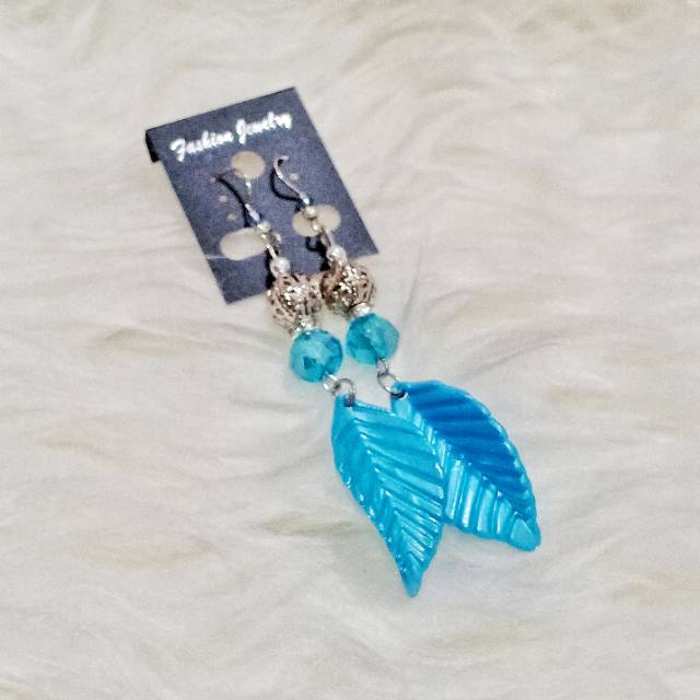 Anna Aquamarine Leaf Earrings | Anting Hooks Handmade