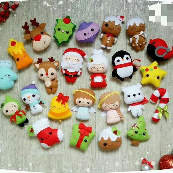 +%+%+%] Hiasan Aplikasi Ornament Gantungan Boneka Natal Christmast Flanel