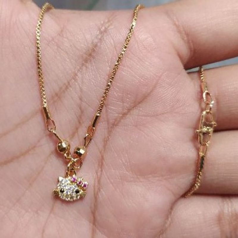 Perhiasan Kalung Emas Motif Kepala Hello Kitty ( Import Anti Karat Xuping Untuk Anak )