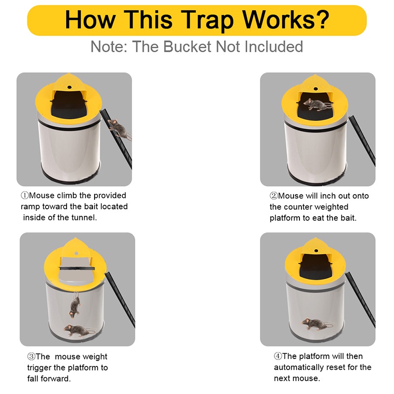 Mouse Trap Original Rat Jebakan Perangkap Tikus / Flip Slide Bucket Lid Rat Mouse trap Ember Reusable Untuk Outdoor-3