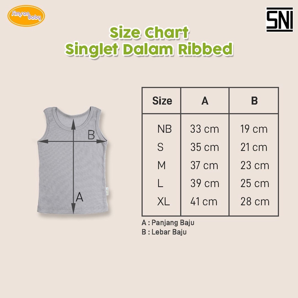 PROMO 7.7 PROMO BAJU LEBARAN MURAH SIMSON BY ARUCHI 3PCS SINGLET RIB ANAK SINGLET KAOS DALAM ANAK LAKI LAKI ANAK PEREMPUAN