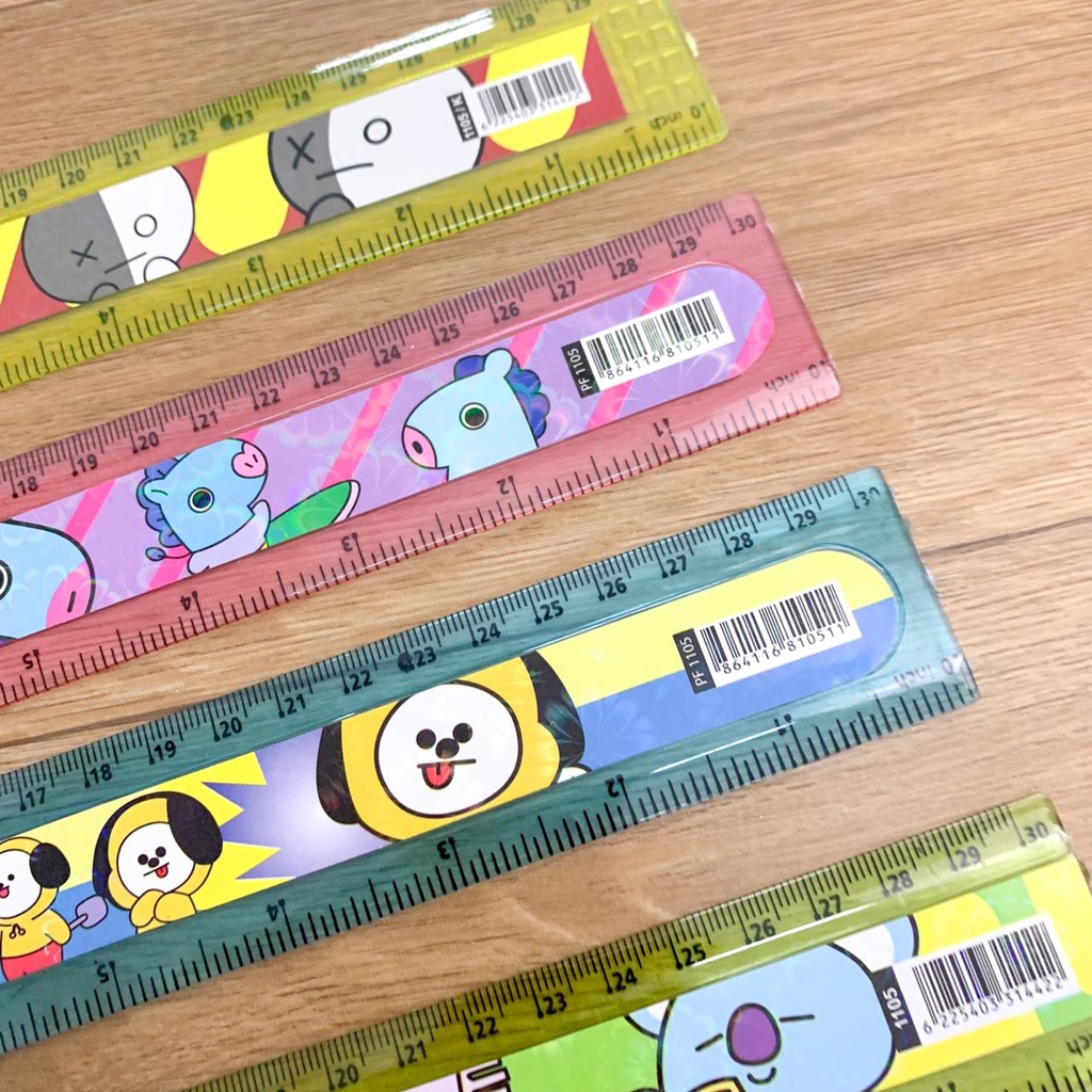PENGGARIS BT21 30 CM WARNA WARNI READY 8 KARAKTER MISTAR GAMBAR BT21 PERLENGKAPAN SEKOLAH TERMURAH