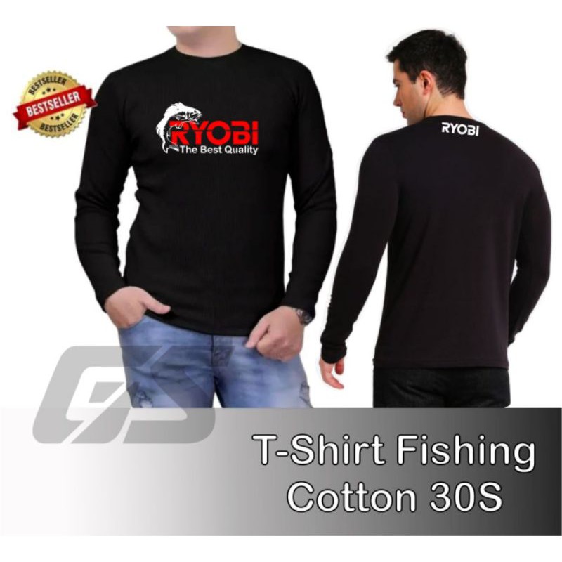 Kaos Pria Tukang Mancing Ikan Lengan panjang Bahan Katun dingin 30s