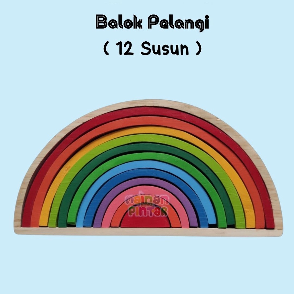 Mainan Kayu Edukasi Anak Balok Pelangi / Balok Bintang/ Balok Bulan / Balok Matahari / Balok Awan / Balok Iqro Bisa COD