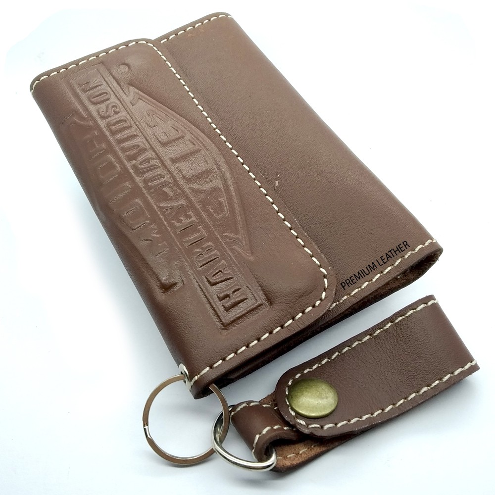 Dompet Kulit Pria Harley Davidson HD01-08 100% kulit asli Full UP Hitam Coklat Ukuran Tanggung 3/4