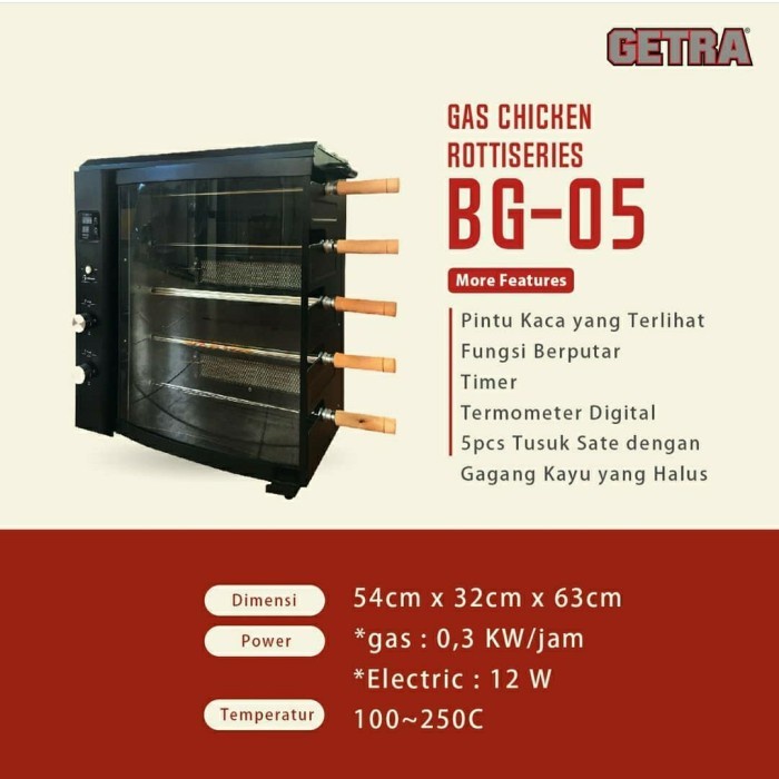 Gas chicken rottiseries oven pemanggang ayam dan bebek GETRA BG 05