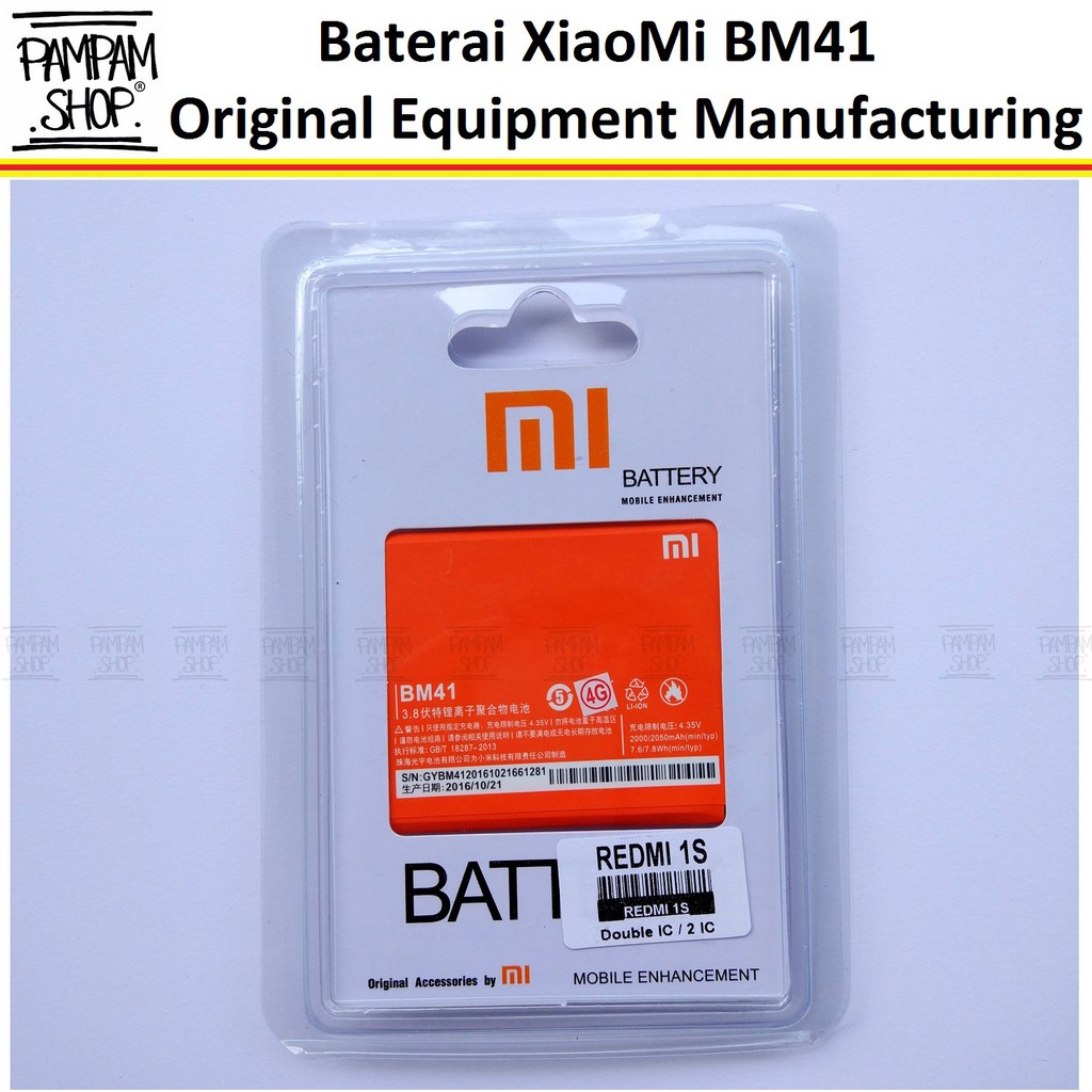 Baterai Xiaomi Redmi 1s Bm41 Original Oem Batre Batrai Battery 1 S Bm 41 Xiao Mi Shopee Indonesia