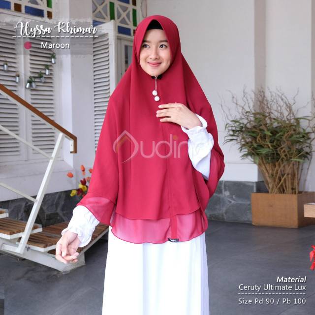 Alyssa Khimar/Khimar Ceruti 2 Layer/Khimar ORI Audina Hijab/Khimar polos/Khimar polos Audina