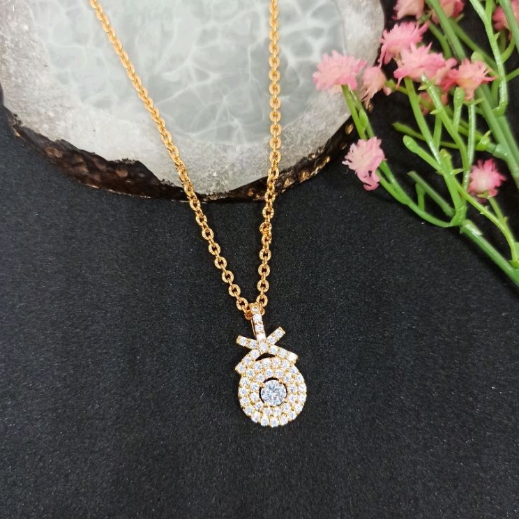 Kalung Yaxiya Pita Mewah Zircon Gold K02132