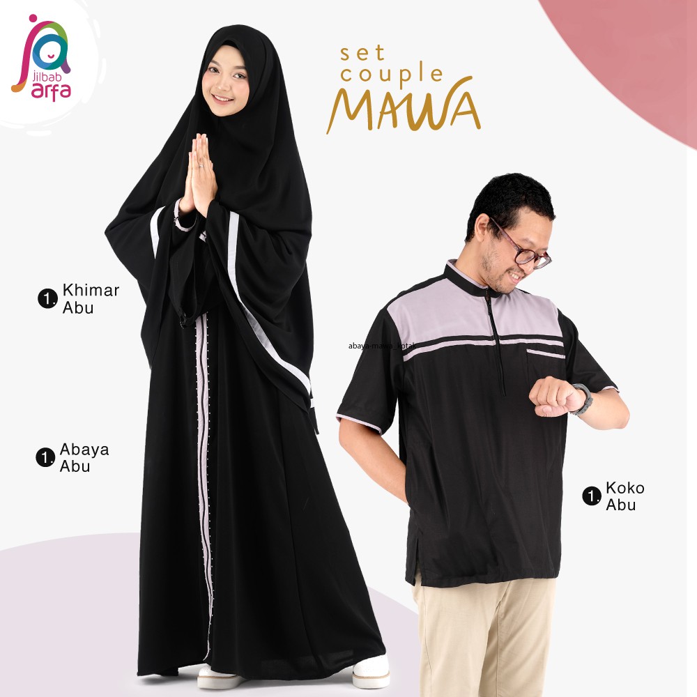[jilbab arfa] Set Couple MAWA Koko Khimar Abaya Syari Pakaian Muslim Couple Pasangan