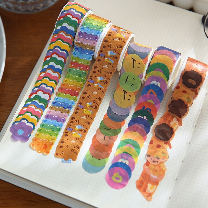 

1 Roll (100 Pcs) Washi tape Motif Lucu untuk Deco Journal DIY