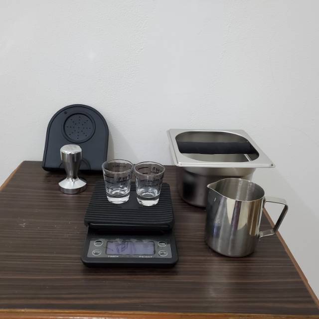 Paket Barista Tools Set Tamper 51mm / Perlengkapan Peralatan Kopi Timbangan Milkjug Tamping matt Sho