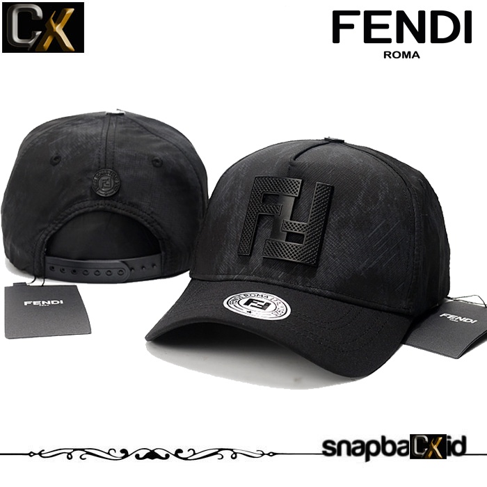 Topi Fendi Hitam Logo Plat Hitam Premium Import CX