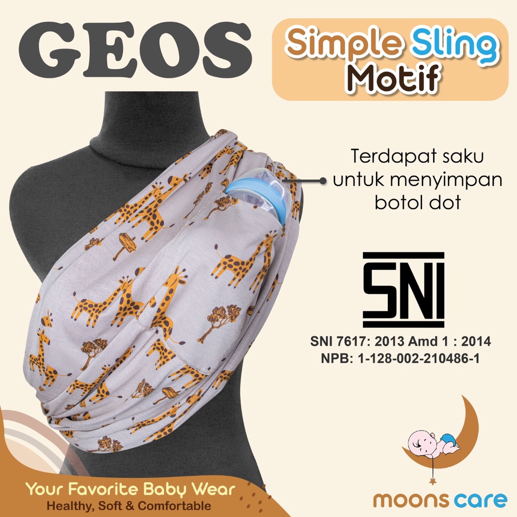 SNI GEOS 1 lapis Motif Gendongan kaos Geos Murah Dita gendongan simpel anti pegal GENDONGAN GEOS