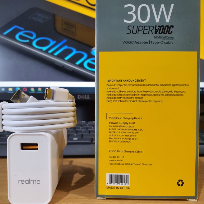 Charger Realme type C ORIGINAL / REALME 5PRO 6 7 PRO NARZO X2 X3 SUPER ZOOM VOOC FAST CHARGING 30W