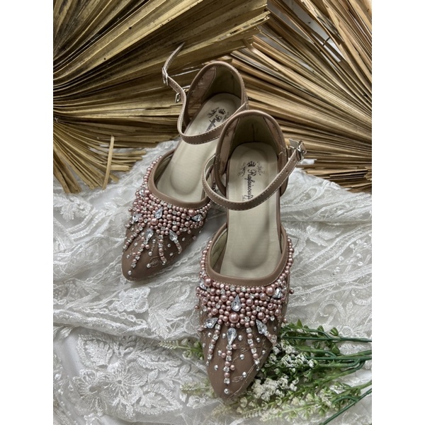 sepatu wedding wanita aila mocca tali 5cm lancip