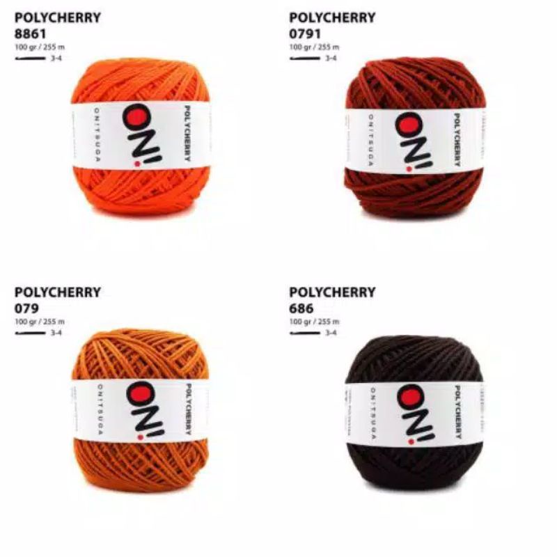 [100gr] polycherry onitsuga crochet yarn - benang rajut polycherry