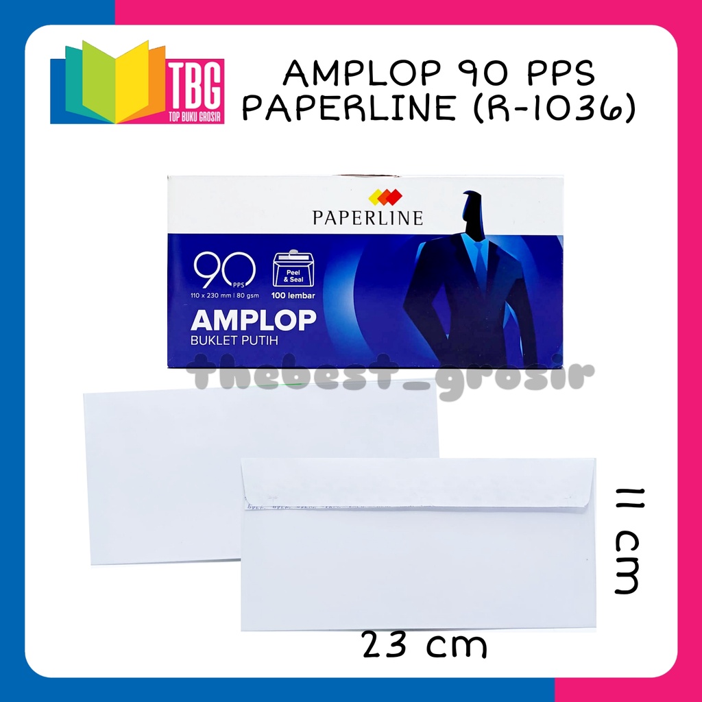 

1 PAK (100 PCS) AMPLOP KABINET PUTIH POLOS PAPERLINE / AMPLOP 90 PPS PAPERLINE / AMPLOP PUTIH (R-1036)