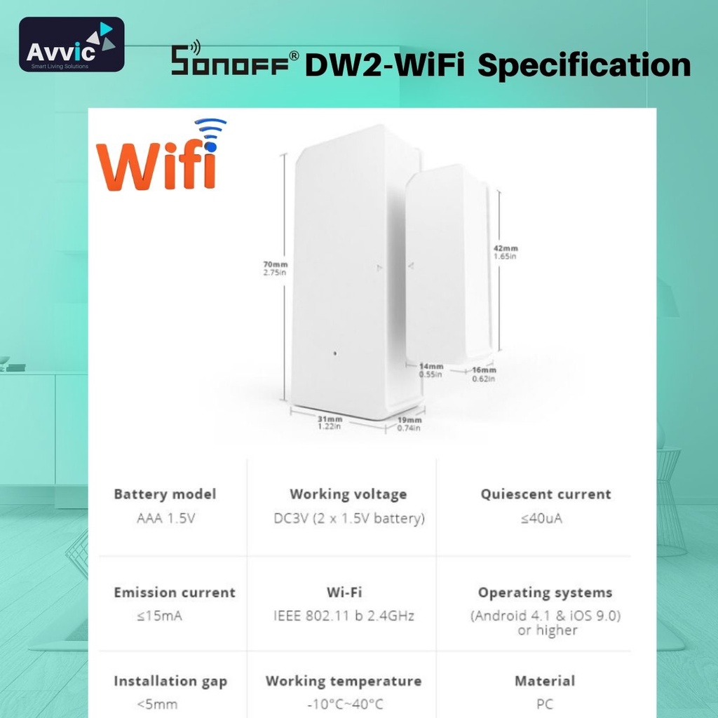 SONOFF DW2 Smart WiFi Door Sensor Door Window Dedector e-WeLink App Notification Alert Smart Home