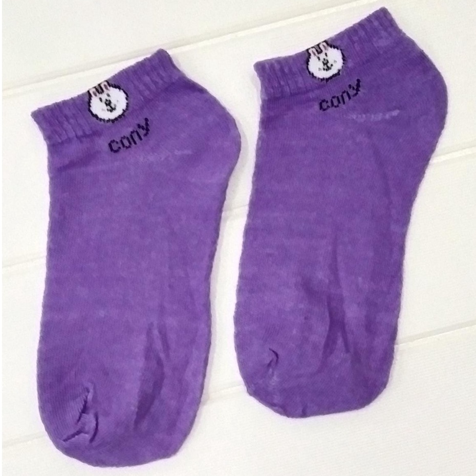 ✧YUKSHOPING✧ Kaos Kaki Fashion Unisex Motif Line Beruang Brown Wanita Pria Murah R109 K010-MOTIF 2 UNGU