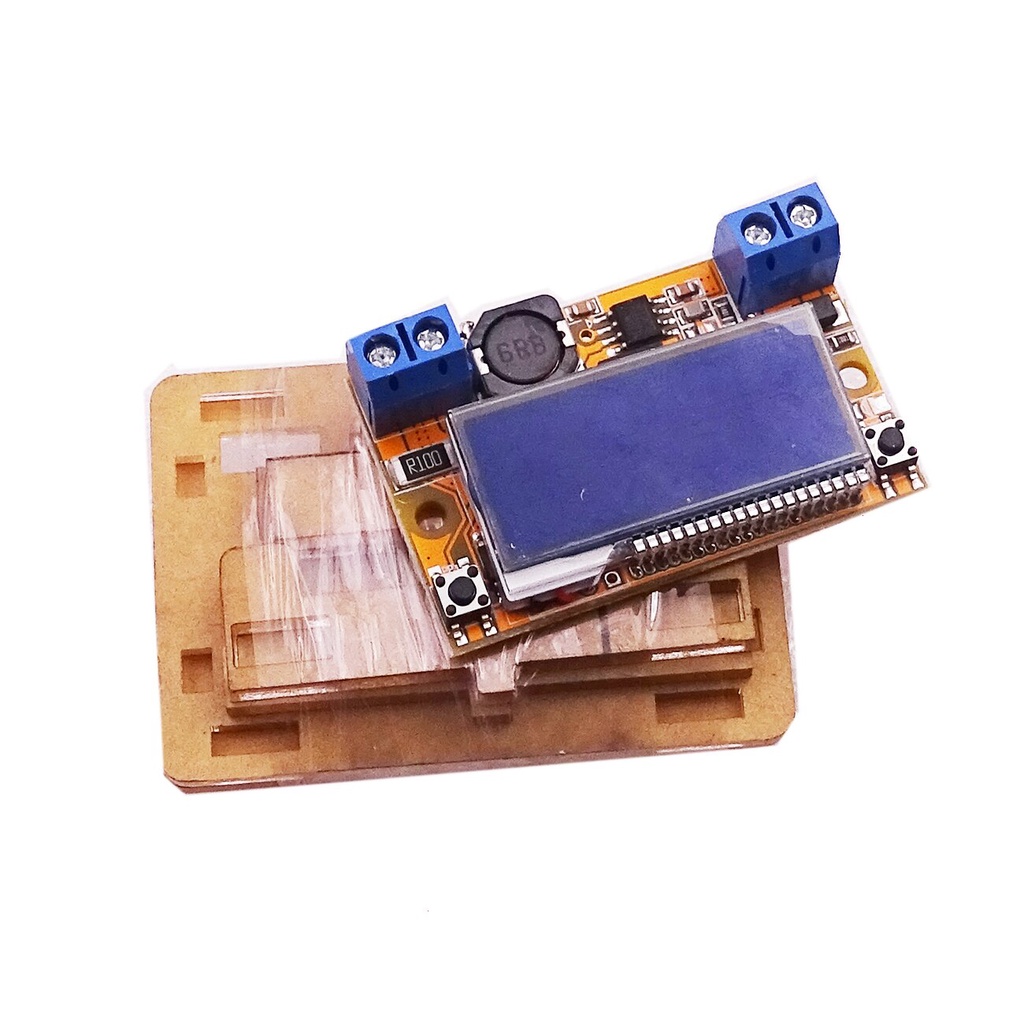 DC Step Down 3A Voltage Regulator Layar LCD Display dengan Casing Akrilik