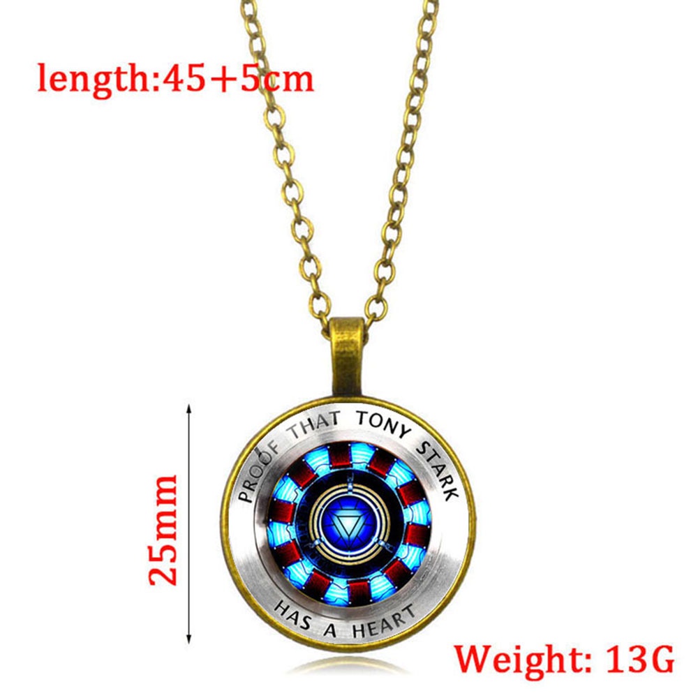 【COD Tangding】Iron Man Heart Time Stone Necklace Energy Fashion Pendant Necklace Sweater Chain