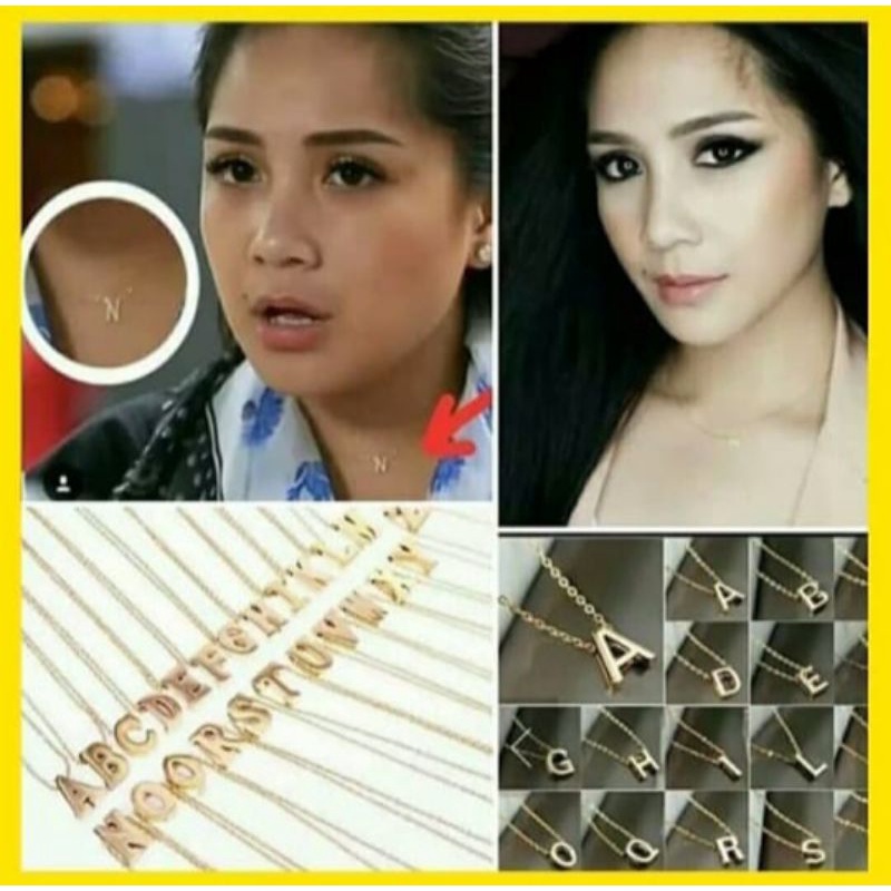 Kalung Titanium Huruf Nagita Slavina ABDZ Gold Terlaris Anti Karat selamanya Kalung Wanita Liontin Huruf Gold A sampai Z