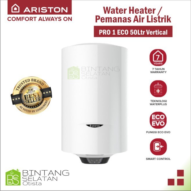 WATER HEATER ARISTON  PEMANAS AIR LISTRIK PRO 1 ECO 50 50 LITER