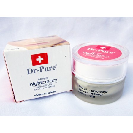 [ORI] Dr Pures Night Cream AMPUH Melembabkan Kulit Wajah | Glowing Night Ekstrak Sakura dan VIT C 100% BPOM