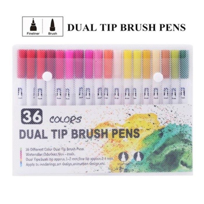 

Unik 36 Pcs Dual Tip Brush Marker Set And Pen Marker For Art Designer Sale!!!