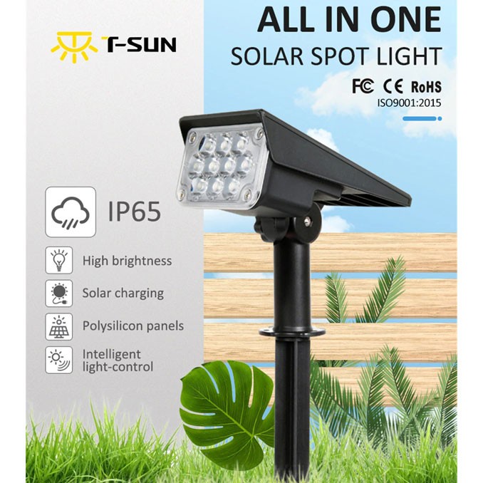 T-SUN Lampu Taman Outdoor Solar Power Waterproof 20 LED - TS-G2202-60 Warm White - Black