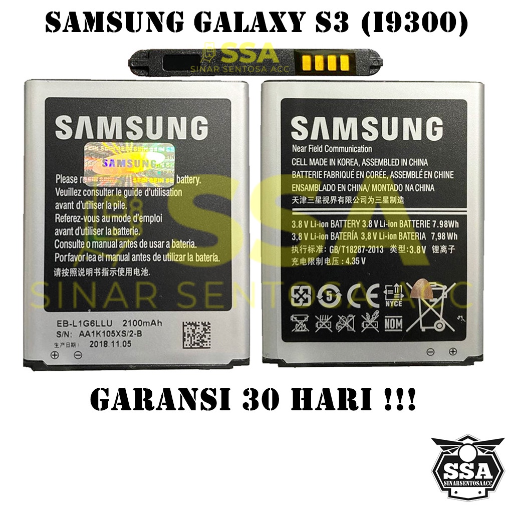 Baterai Original 100% Samsung Galaxy S3 i9300 EB-L1G6LLU Batre Batrai Battery Batrei Batere Batu HP ORI GARANSI Awet