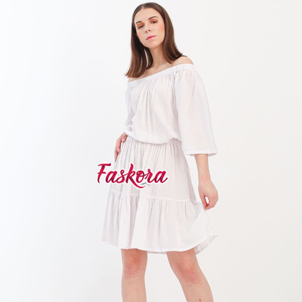 Dress Sabrina Kerut Lengan Panjang Jumbo Wanita Kekinian Dres Sabrina Polos