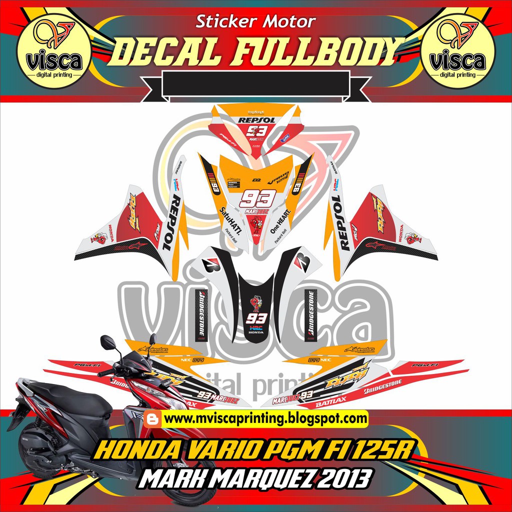 STIKER VARIASI MOTOR VARIO PGM FI 125R MARK MARQUEZ 2013